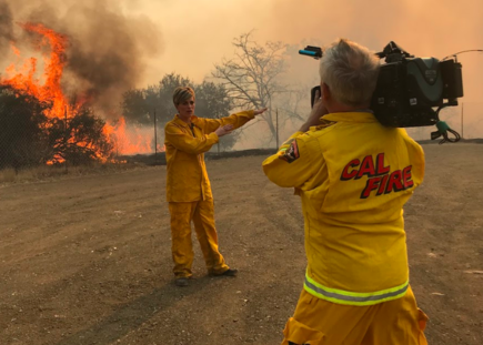 Jamie Yuccas covering the California wildfires for CBS News.